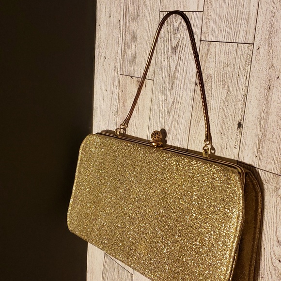 Rulo Creations Gold Glitter Clutch Handbag Vintage - Picture 7 of 14